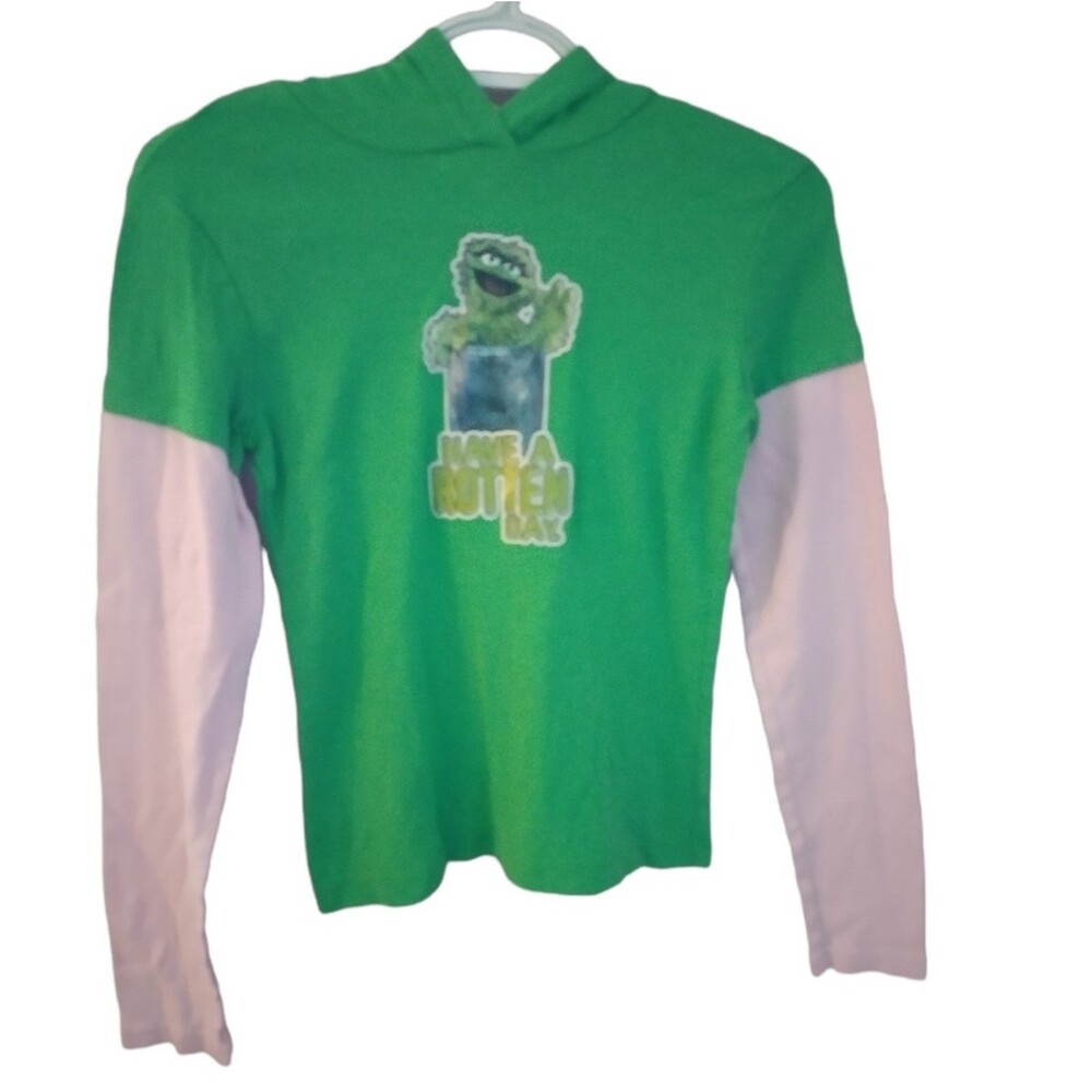 Vintage Jerry Leigh Sesame Street Oscar the Grouch Juniors Hoodie Size Large